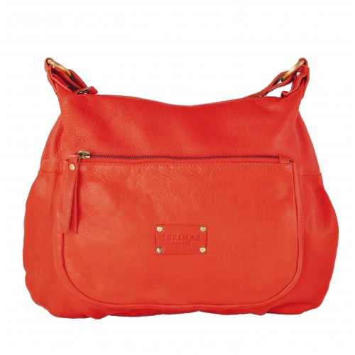 Sac en cuir VIKTOR avec bandoulière et multi-zip 39x29x8 cm