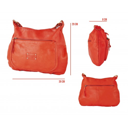 Sac en cuir VIKTOR avec bandoulière et multi-zip 39x29x8 cm