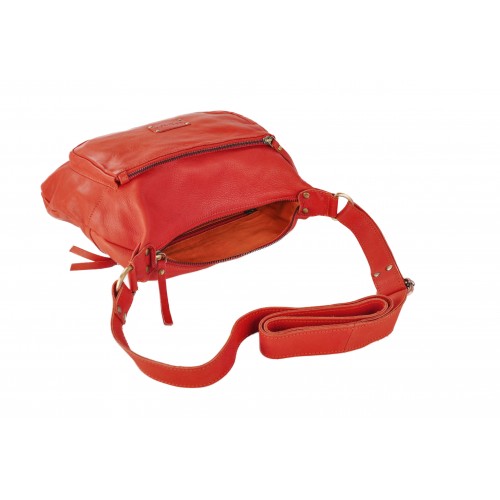 Sac en cuir VIKTOR avec bandoulière et multi-zip 39x29x8 cm