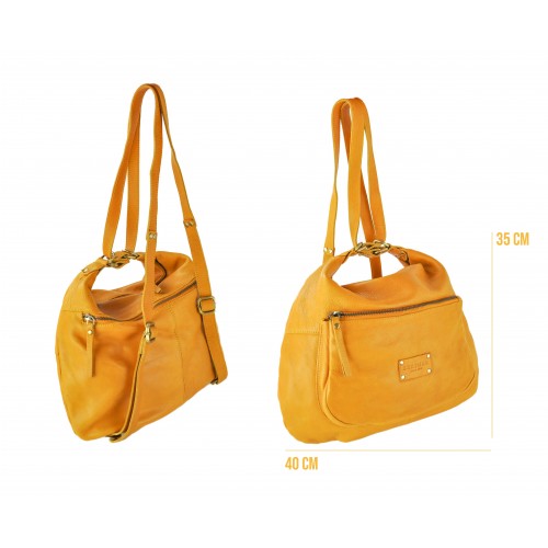 Sac-sac à dos en cuir multi-zip CAITLYN 40x35x10 cm