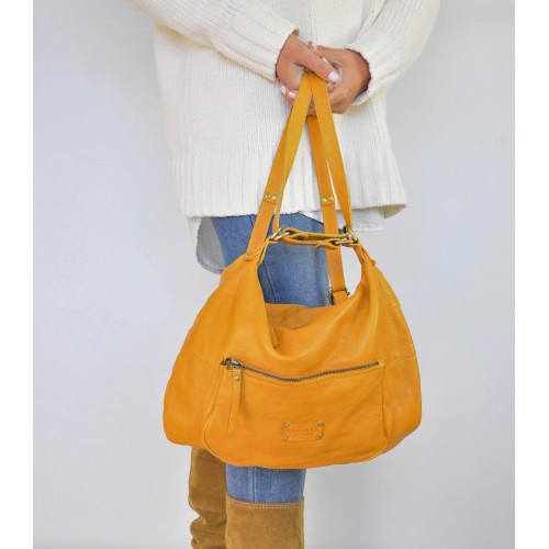 Sac-sac à dos en cuir multi-zip CAITLYN 40x35x10 cm
