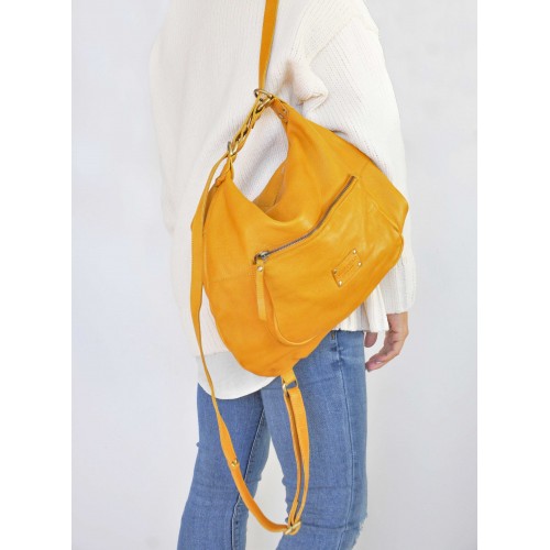 Sac-sac à dos en cuir multi-zip CAITLYN 40x35x10 cm
