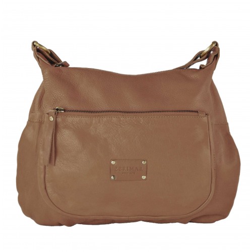 Sac en cuir VIKTOR avec bandoulière et multi-zip 39x29x8 cm