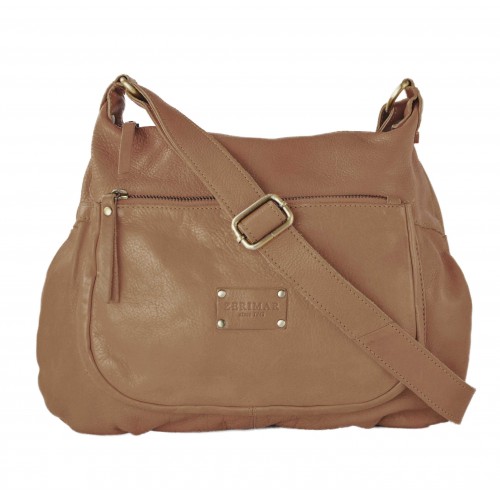 Sac en cuir VIKTOR avec bandoulière et multi-zip 39x29x8 cm