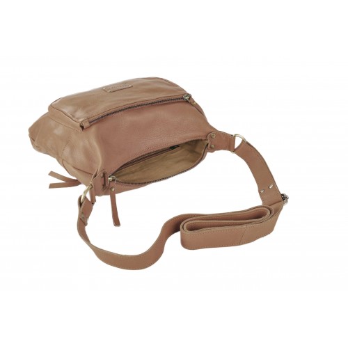 Sac en cuir VIKTOR avec bandoulière et multi-zip 39x29x8 cm