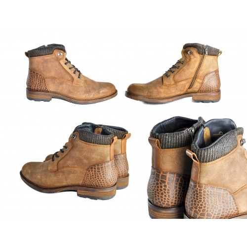 Bottes en cuir combinées avec fermeture zippée