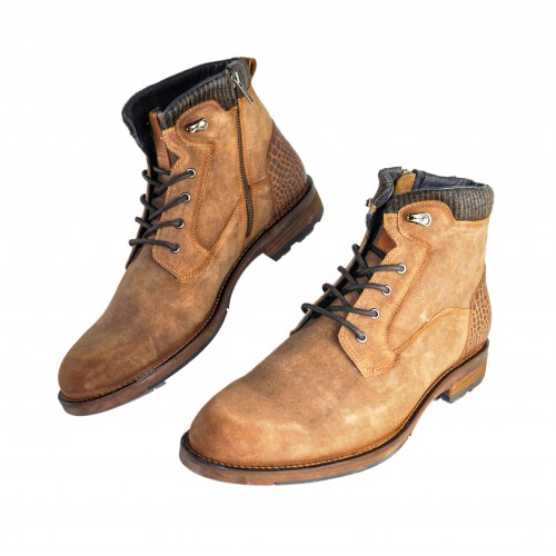 Bottes en cuir combinées avec fermeture zippée