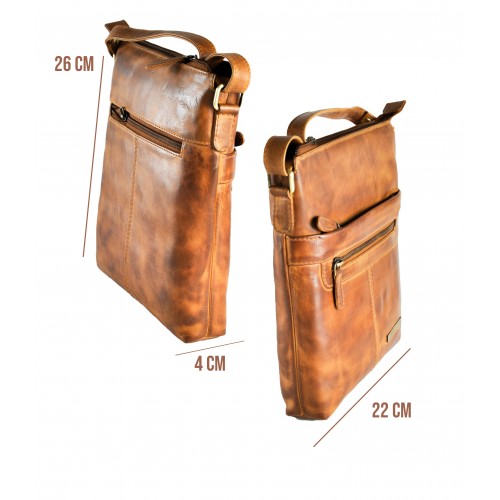 Sac à bandoulière en cuir de style vintage 26x22x4 cm NUEZ