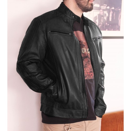 Veste en cuir avec fermetures éclair modèle HILL