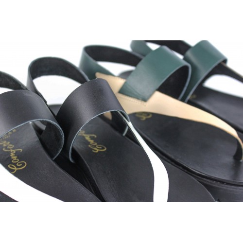 Sandales plates en cuir bicolore modèle PINGUES