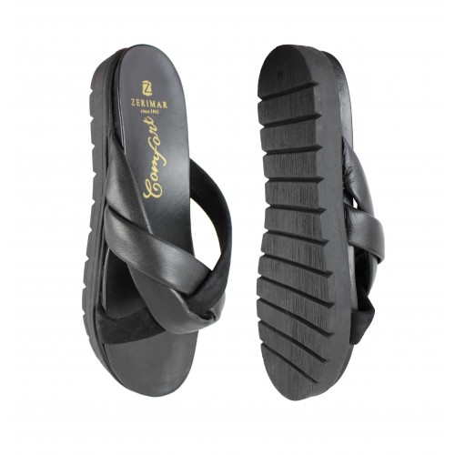 Sandales plates en cuir combi modèle TRIADA