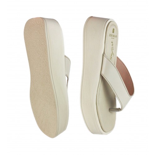 Tongs plateforme en cuir modèle DMR