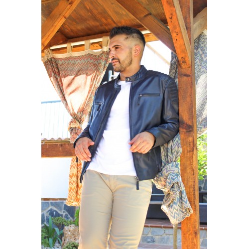 Veste en cuir avec fermetures éclair modèle GEORGE
