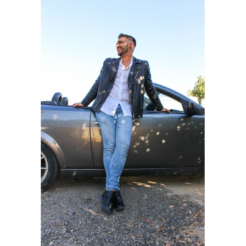 CAPSULA veste en cuir épais zippée