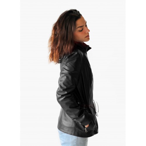 Blouson en cuir avec zip, modèle KINLEY