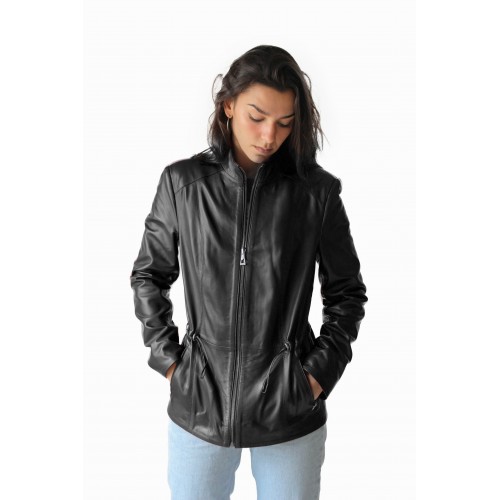 Blouson en cuir avec zip, modèle KINLEY