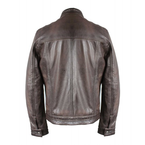 Veste en cuir avec fermetures éclair modèle CHOCOLAT