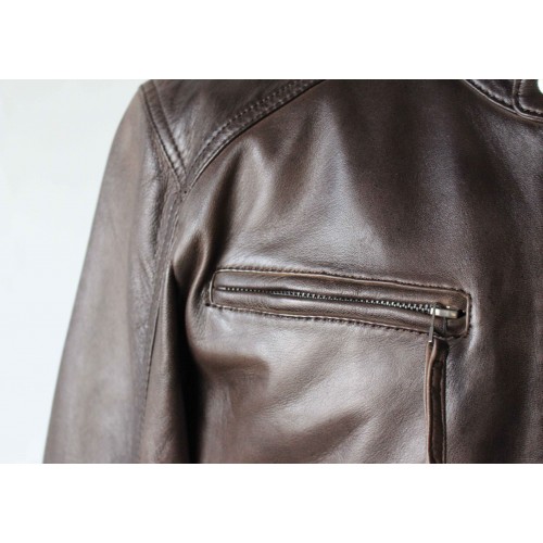 Veste en cuir avec fermetures éclair modèle CHOCOLAT