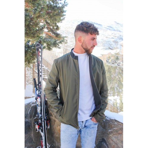 Blouson cuir réversible bicolore BLEU VERT