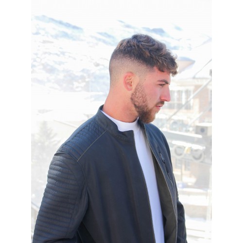 Blouson cuir réversible bicolore BLEU VERT