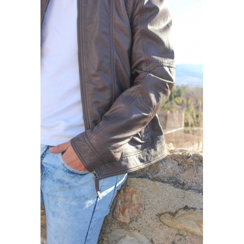 Veste en cuir avec fermeture éclair modèle SOGA