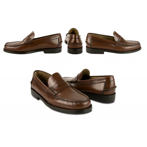 Mocassins en cuir naturel noir avec masque