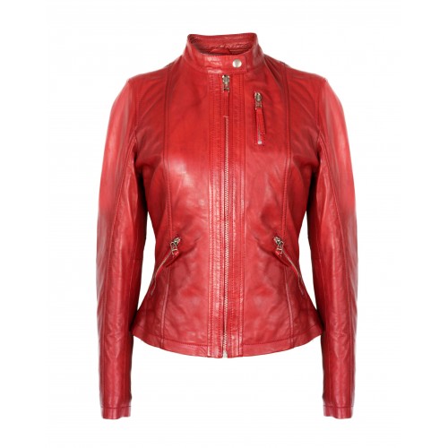 Blouson en cuir avec côtés élastiqués modèle OCHO