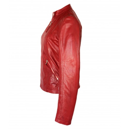 Blouson en cuir avec côtés élastiqués modèle OCHO