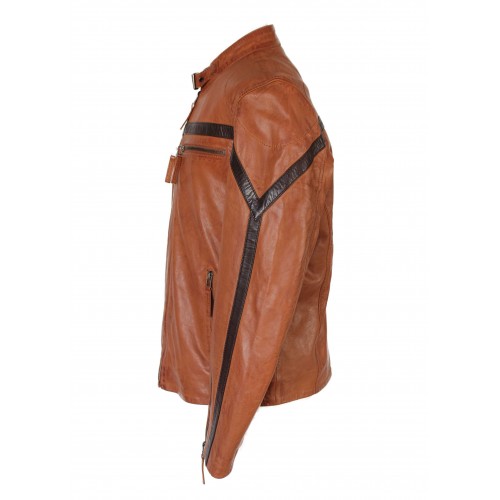 Veste en cuir avec détail linéaire modèle RYANO