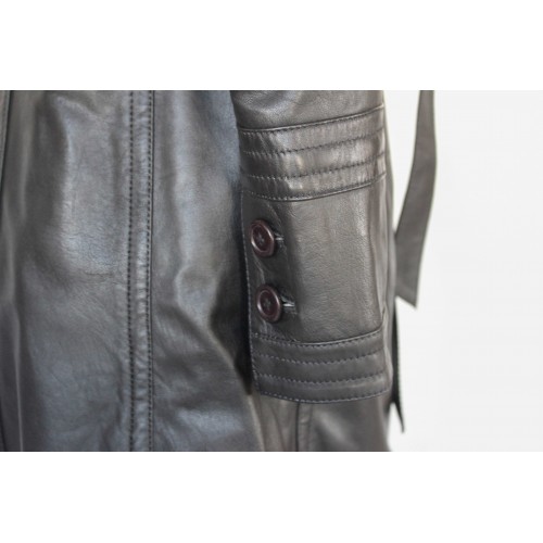 Trench en cuir avec fermeture éclair et ceinture modèle BLACKY