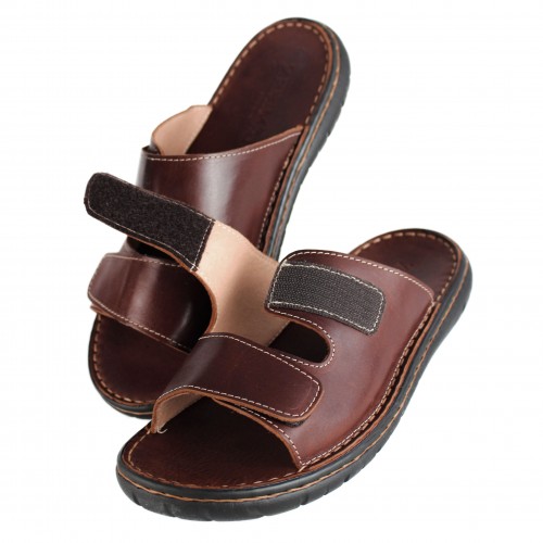 Sandale en cuir ajustable avec velcro modèle JOUSKA