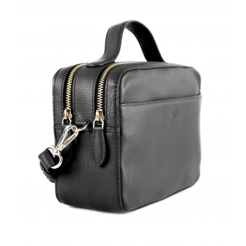 Sac en cuir avec double fermeture éclair 23x9x15 cm