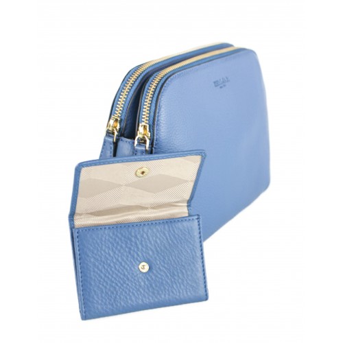 Sac en cuir avec double fermeture éclair 24x9x17 cm