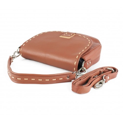Sac en cuir détail beige avec double poignée 23x6x23 cm
