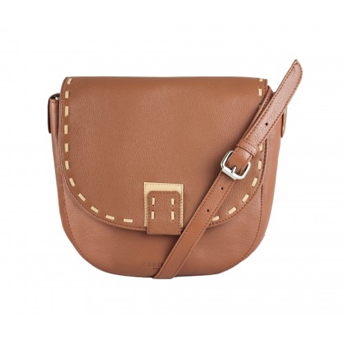 Sac en cuir détail beige avec double poignée 23x6x23 cm