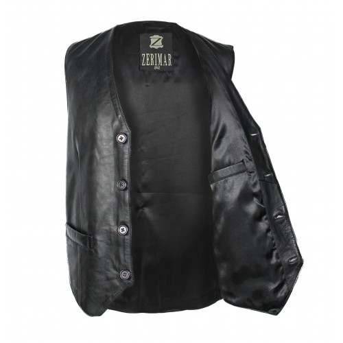 Gilet en cuir boutonné de style élégant