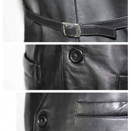 Gilet en cuir boutonné de style élégant