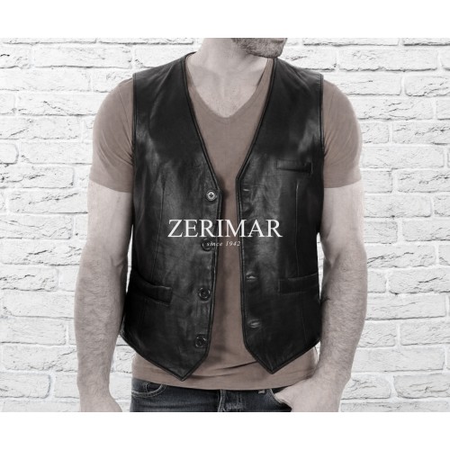 Gilet en cuir boutonné de style élégant