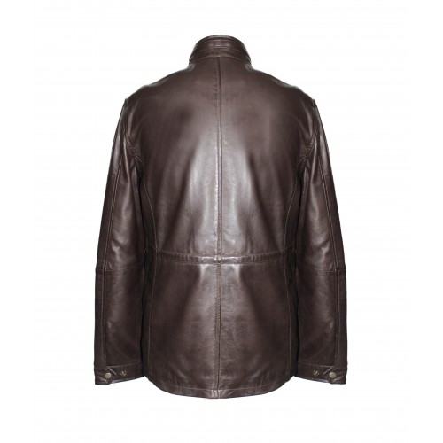 Veste en cuir avec double fermeture et poches modèle FISHER
