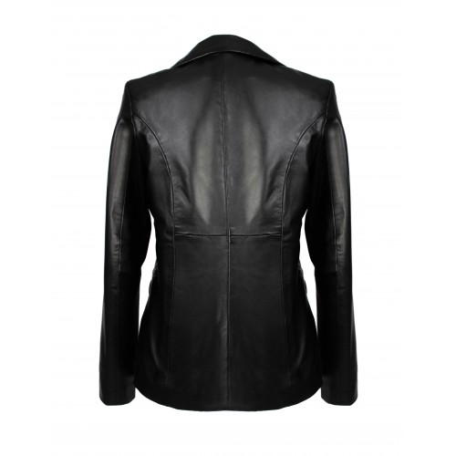 Blazer en cuir boutonné de style élégant
