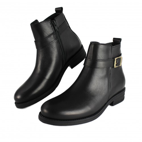 Bottines en cuir avec boucle et fermeture éclair modèle TENGA