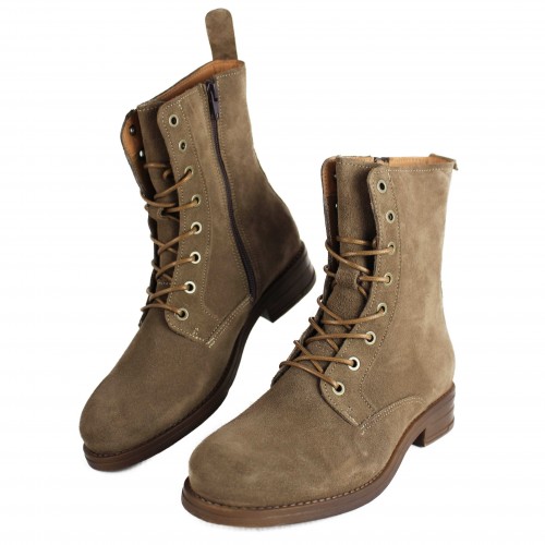 Bottines en cuir style militaire DIER avec fermeture éclair
