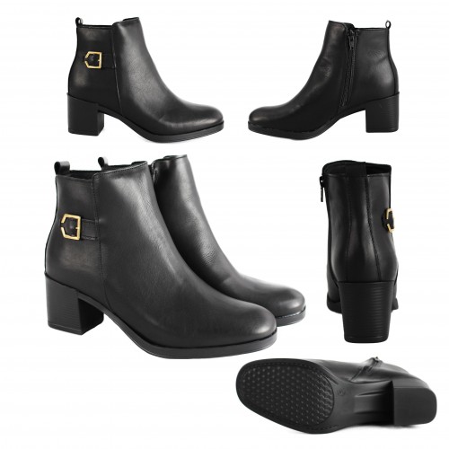 Bottines en cuir à talon et fermeture éclair modèle HIGHES