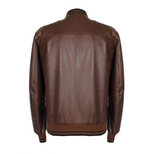 Veste en cuir avec lignes de détails textiles MODÈLE COTA