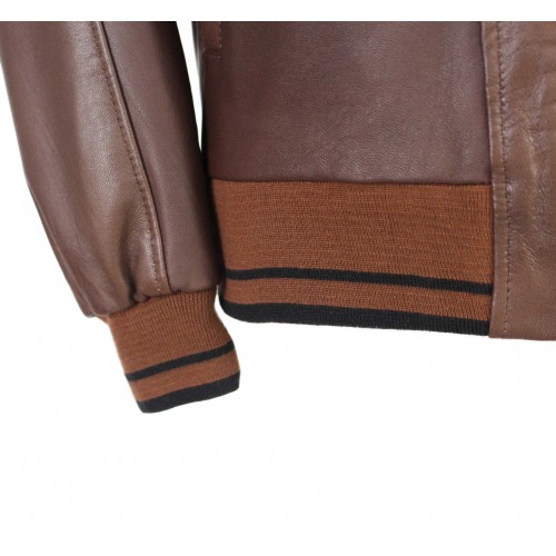 Veste en cuir avec lignes de détails textiles MODÈLE COTA