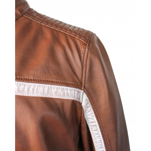 Veste en cuir avec détail blanc CORDOBA