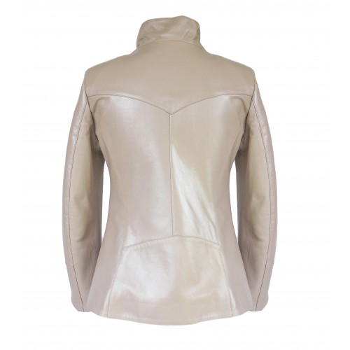 Veste en cuir à fermeture éclair diagonale FOSTE