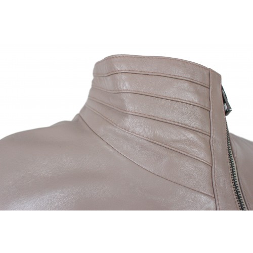 Veste en cuir à fermeture éclair diagonale FOSTE