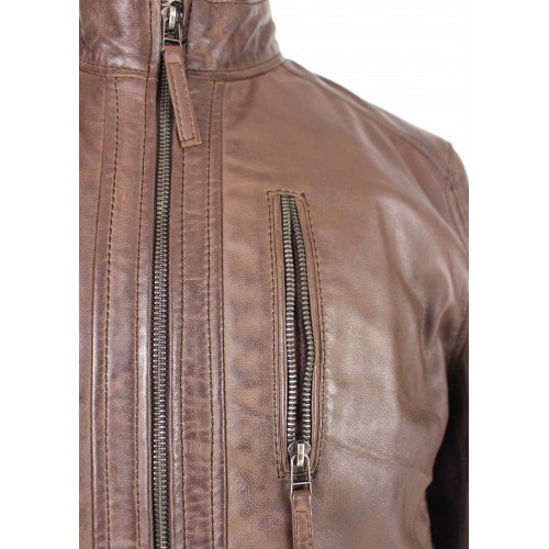 Veste en cuir zippée ROCHA