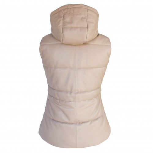Gilet en fourrure matelassé avec capuche et nœud